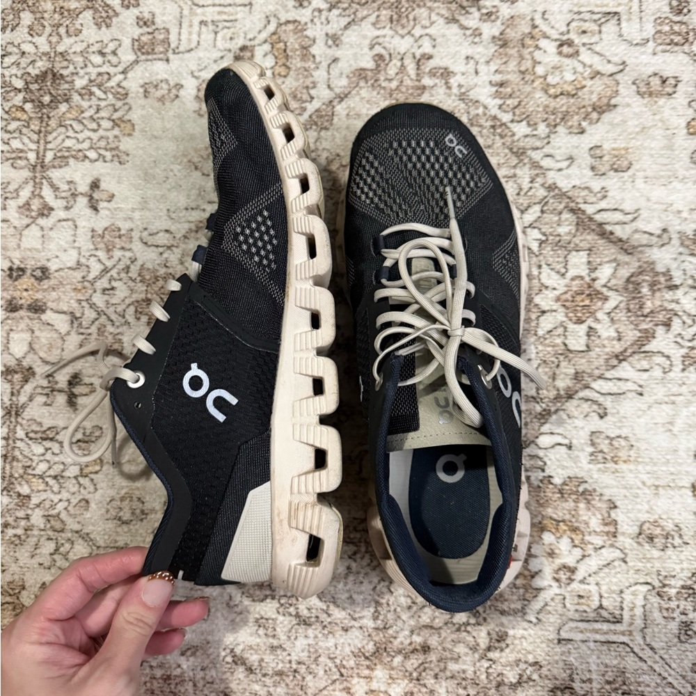 On Running Women Black and Cream Athletic Shoes